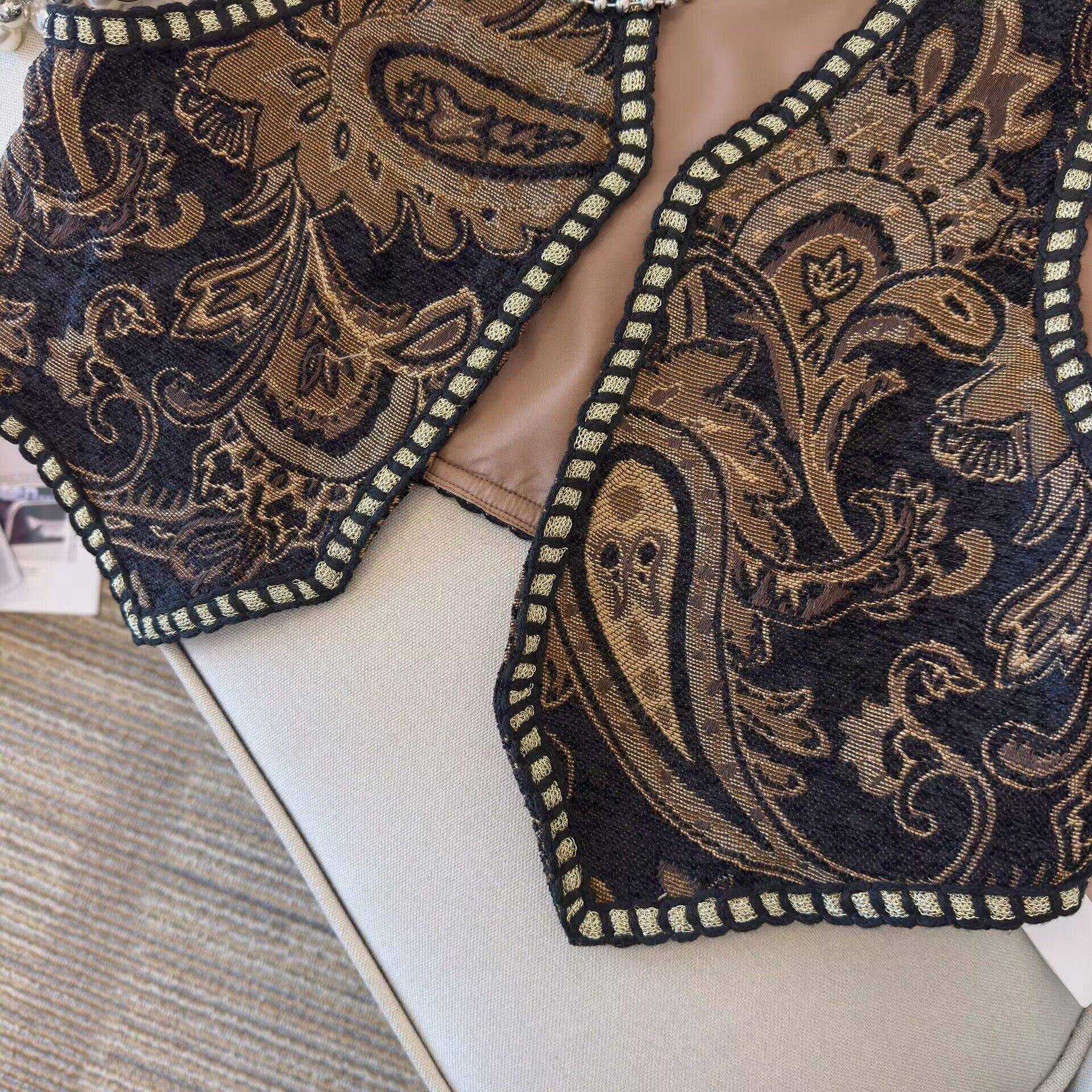 Xinjiang Greater Northwest Tibet Tibetan Tibetan Style Blossom Embroidery Vests Cambrian Cardigan outside the shoulder
