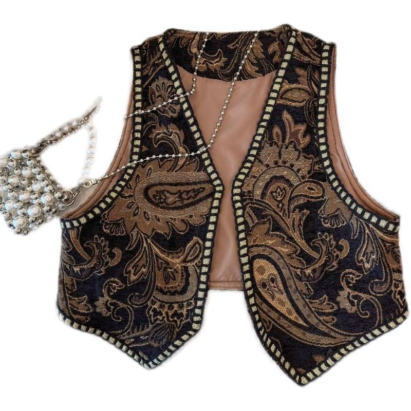 Xinjiang Greater Northwest Tibet Tibetan Tibetan Style Blossom Embroidery Vests Cambrian Cardigan outside the shoulder
