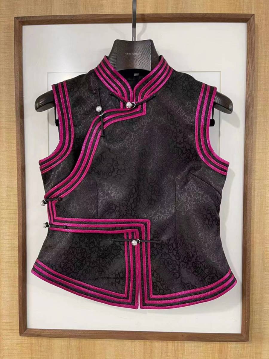 Lead the Mongolian clothing vest daily four seasons short Mongolian shoulder women's full horse clip top