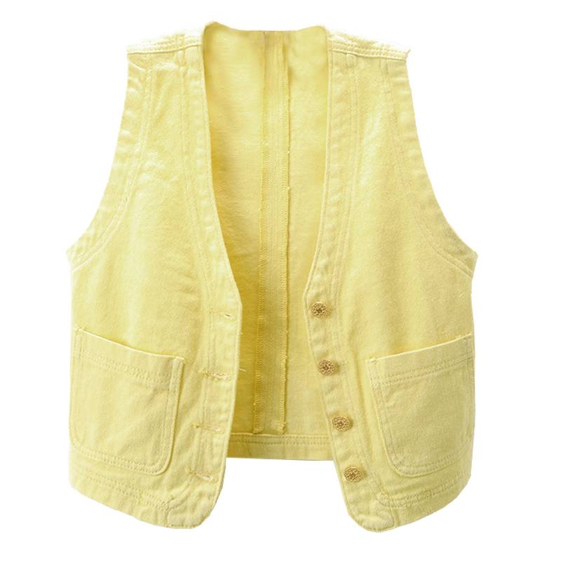 2024 spring and summer new versatile denim horsema short -lasting small vest horses pinhon shoulder top jacket