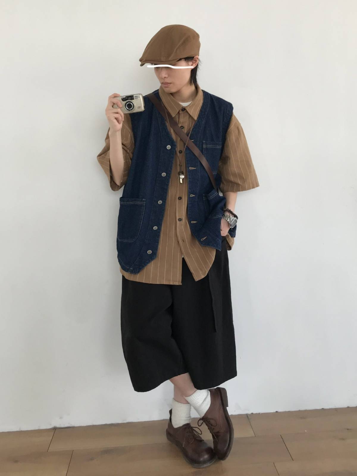 Japanese retro multi -pocket workers denim vest men and women casual sleeveless stacks, put on clothes, versatile loose outer jacket