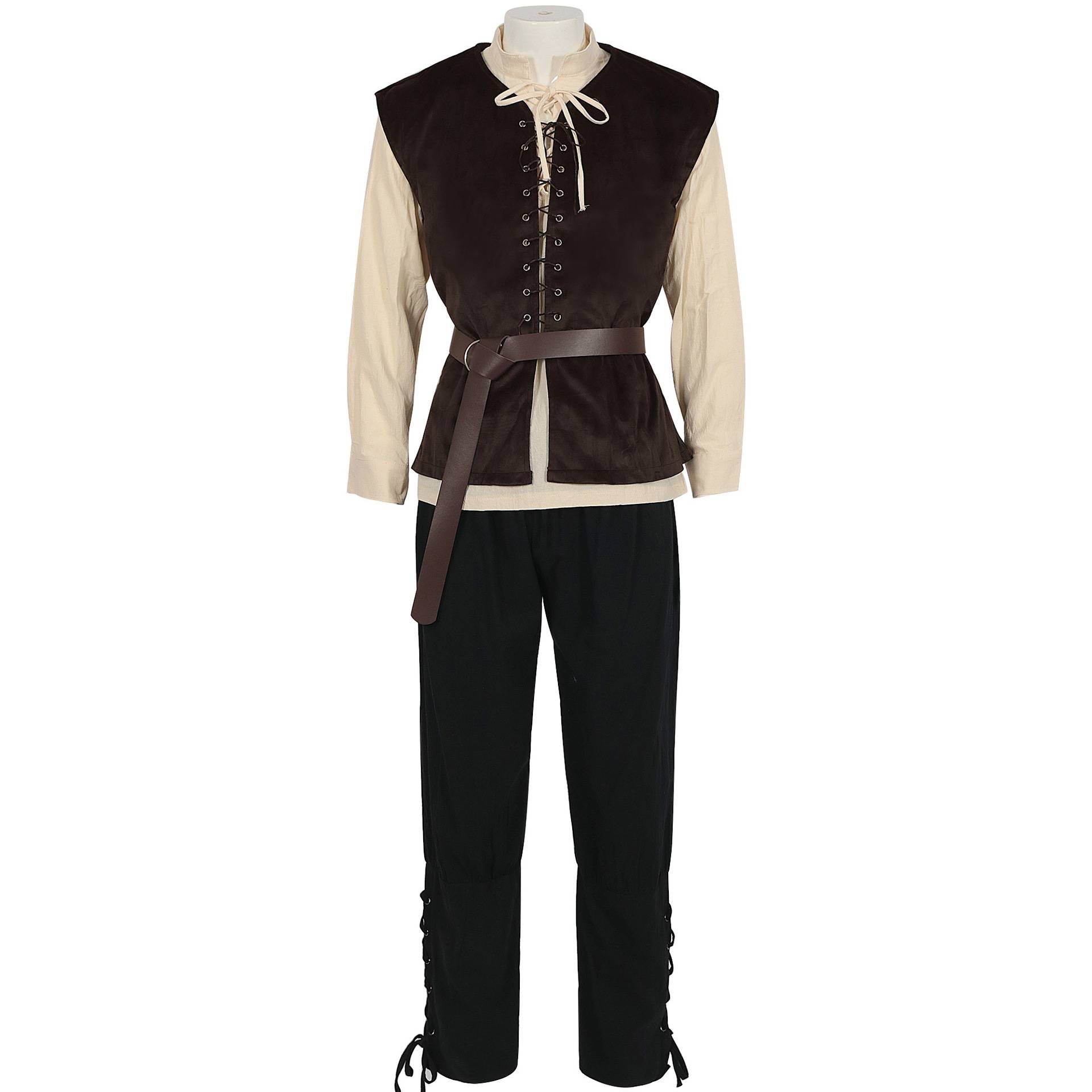 Medieval Pirate Civilian Set European and American Retro Pirates Shirt Pants Vests Gothic Film and Television Shooting Clothing