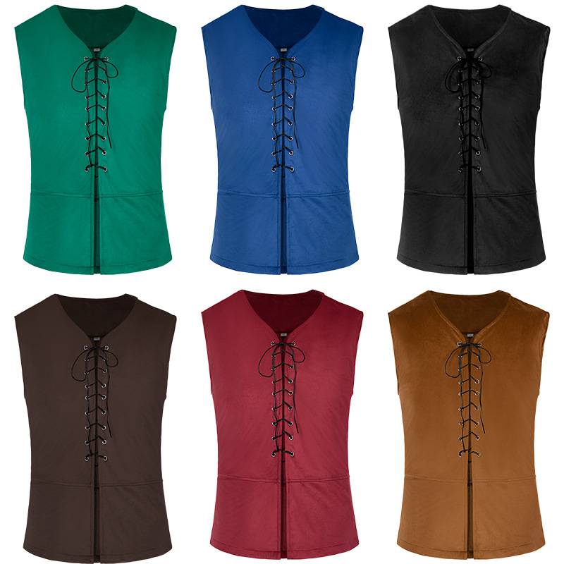 Medieval Pirate Civilian Set European and American Retro Pirates Shirt Pants Vests Gothic Film and Television Shooting Clothing
