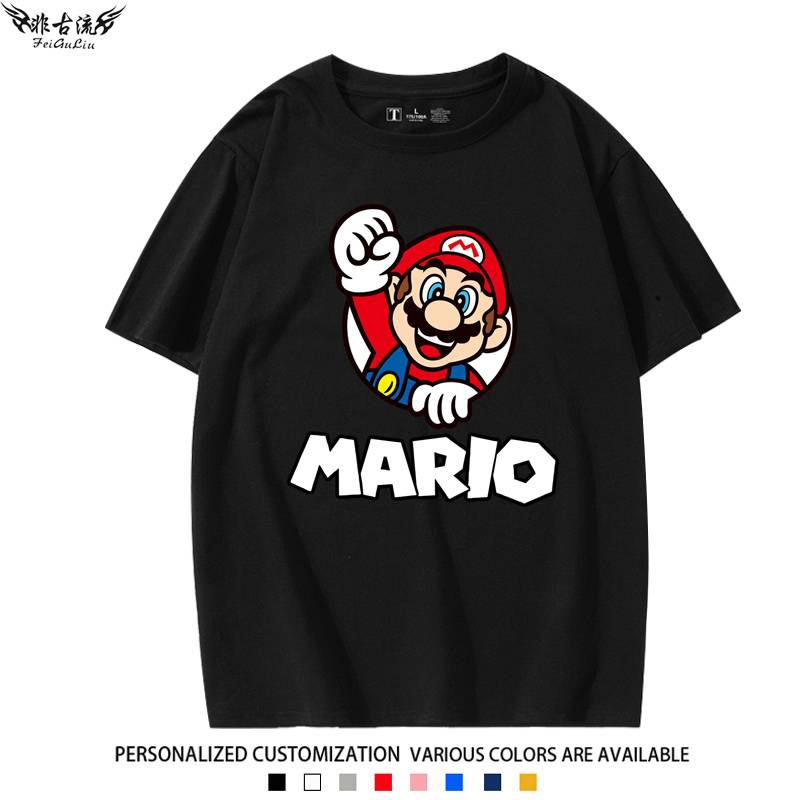 Nintendo Mario Brothers Surrounding Short -sleeved T -shirts European and American children's half -sleeved game surrounding cotton clothes