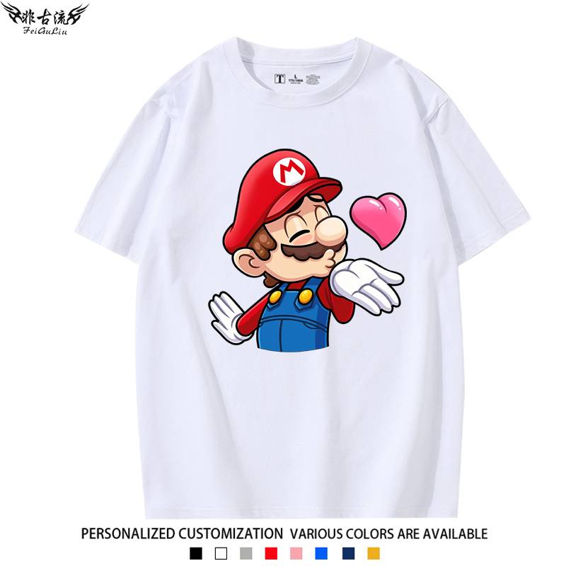 Nintendo Mario Brothers Surrounding Short -sleeved T -shirts European and American children's half -sleeved game surrounding cotton clothes