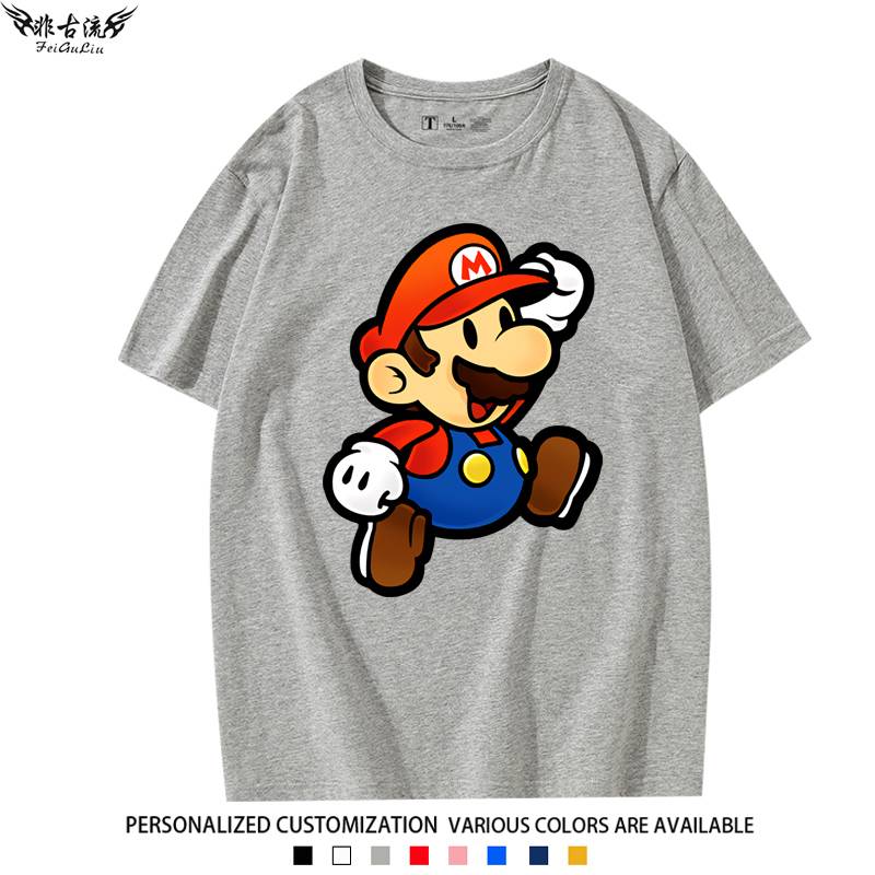 Nintendo Mario Brothers Surrounding Short -sleeved T -shirts European and American children's half -sleeved game surrounding cotton clothes