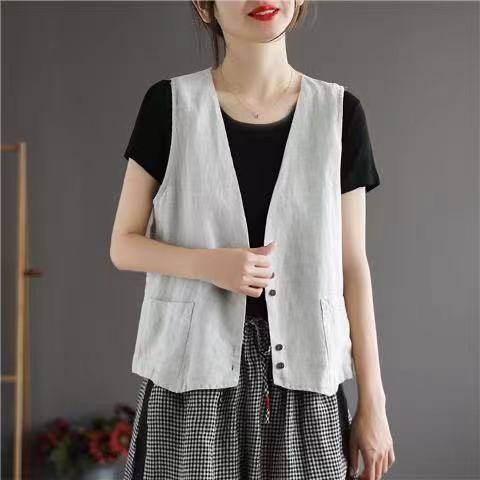 Clear warehouse leakage and withdrawal daily single discount women's clothing spring and autumn linen linsea shoulder cotton sleeveless top vest