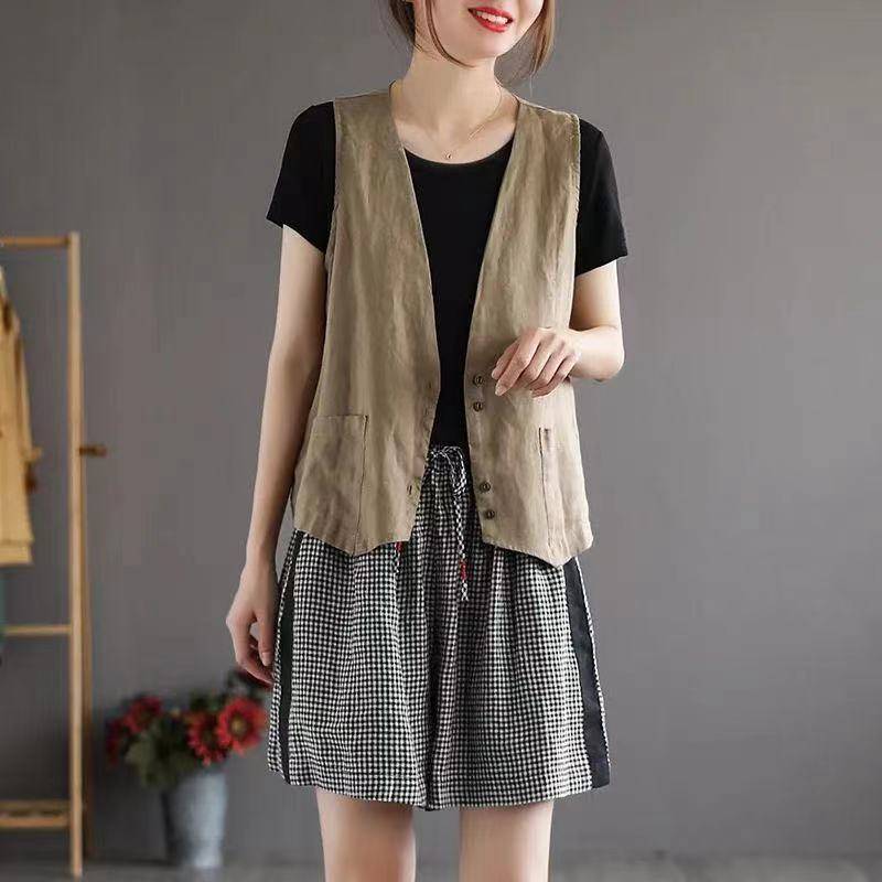Clear warehouse leakage and withdrawal daily single discount women's clothing spring and autumn linen linsea shoulder cotton sleeveless top vest