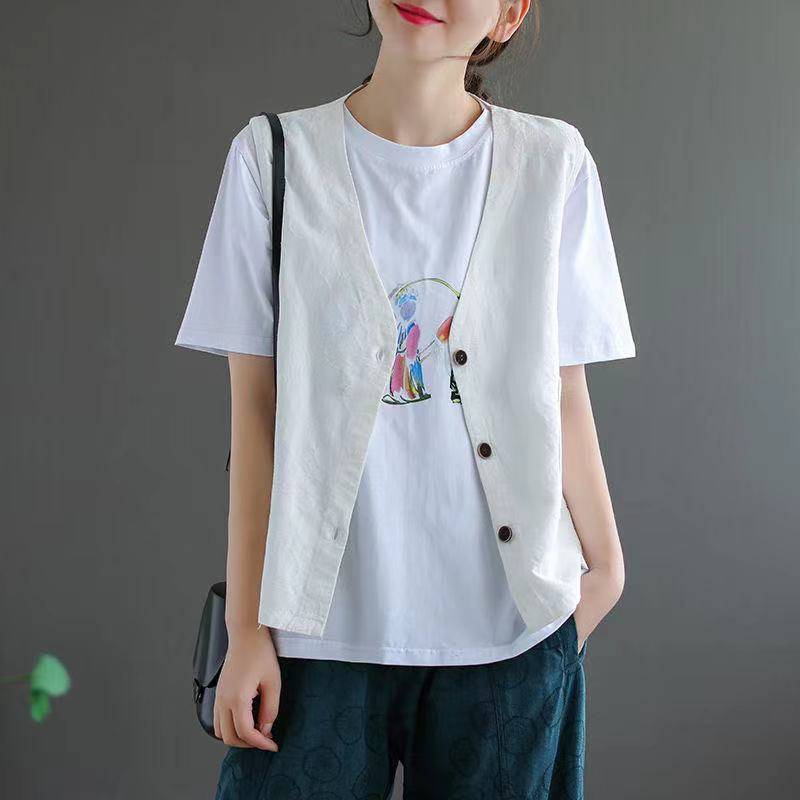 Clear warehouse leakage and withdrawal daily single discount women's clothing spring and autumn linen linsea shoulder cotton sleeveless top vest