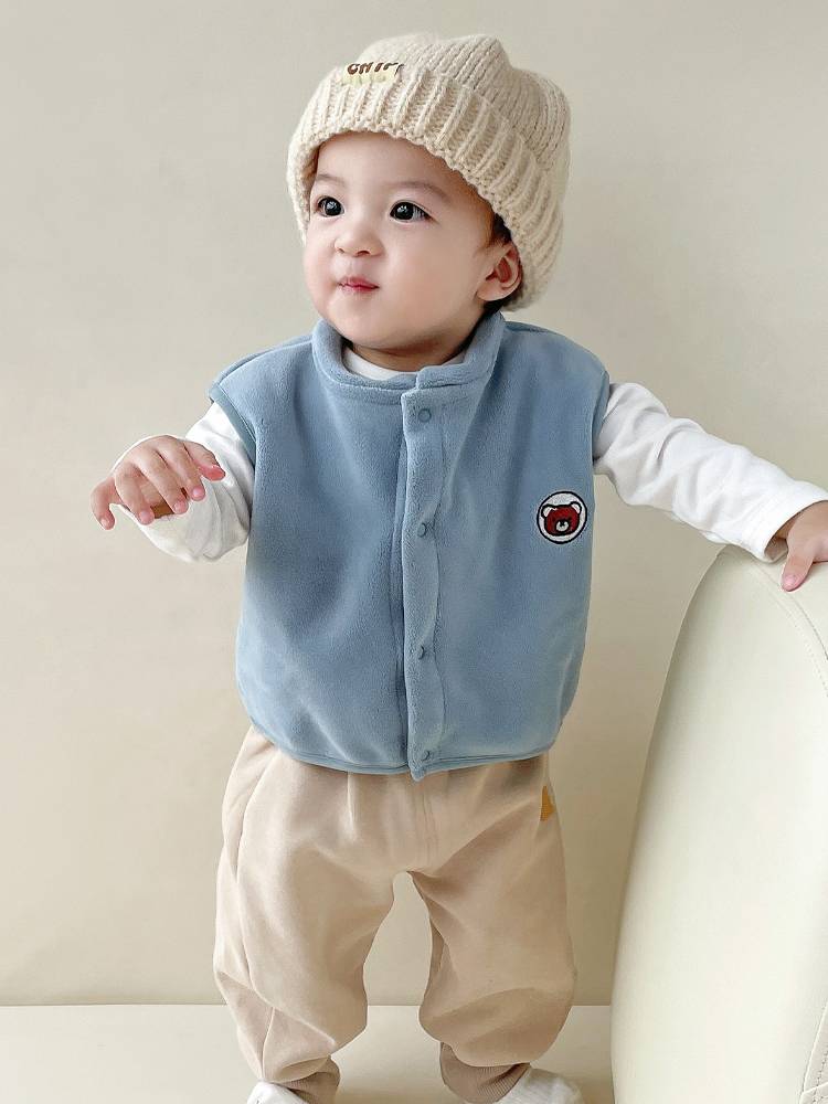 Spring and autumn children's vest baby in winter warming vests, boys and children with velvet jackets 0-1-3 Children's clothes