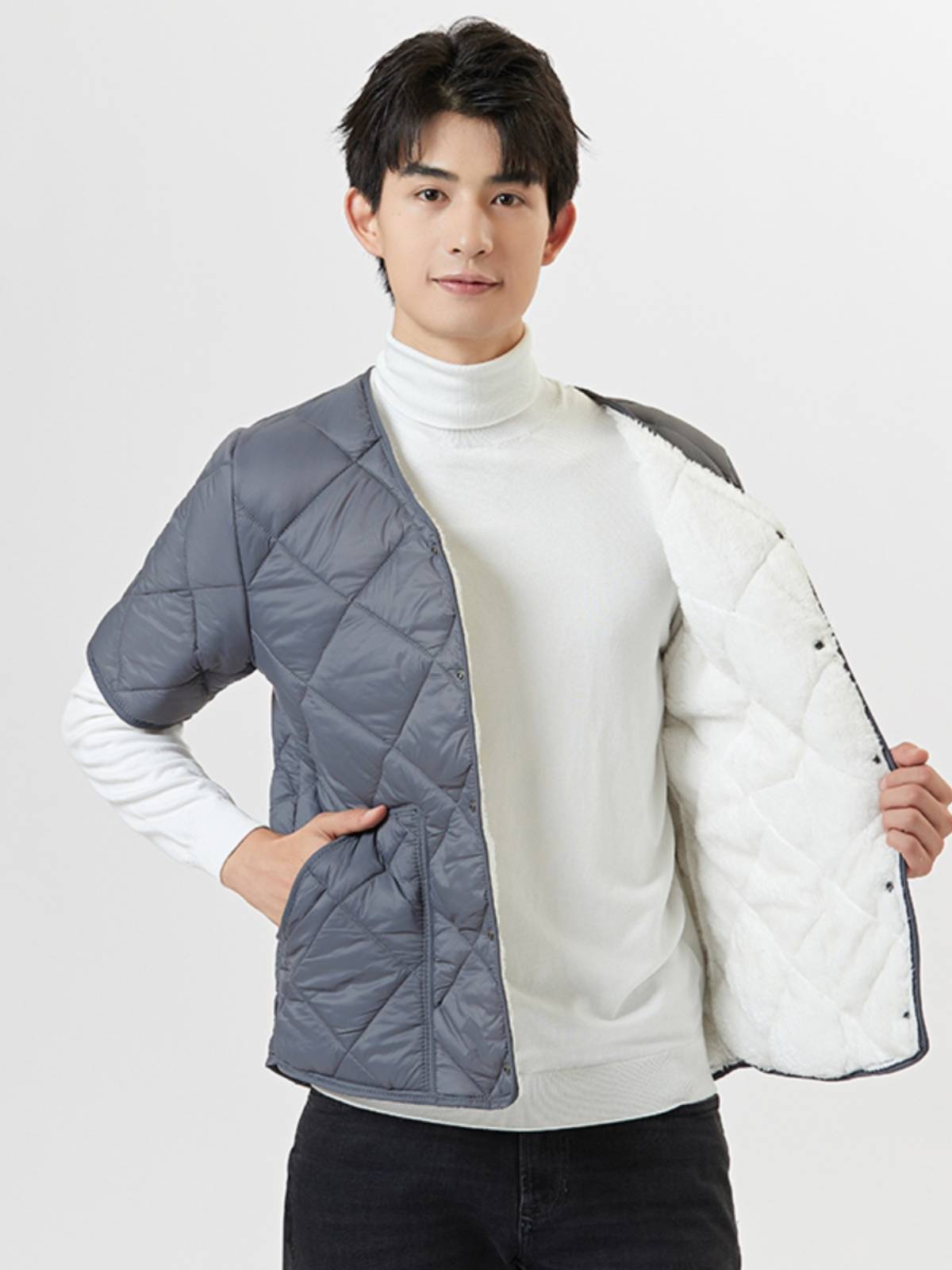 Plel cotton vest men wearing plus velvet thickened vest Dad half -sleeved shoulder horses, biliary cotton clothes, shoulder