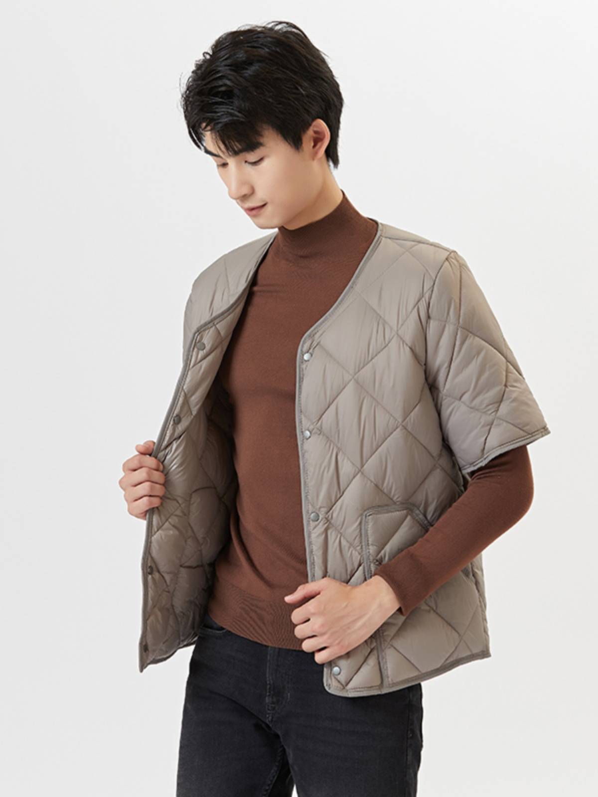 Plel cotton vest men wearing plus velvet thickened vest Dad half -sleeved shoulder horses, biliary cotton clothes, shoulder