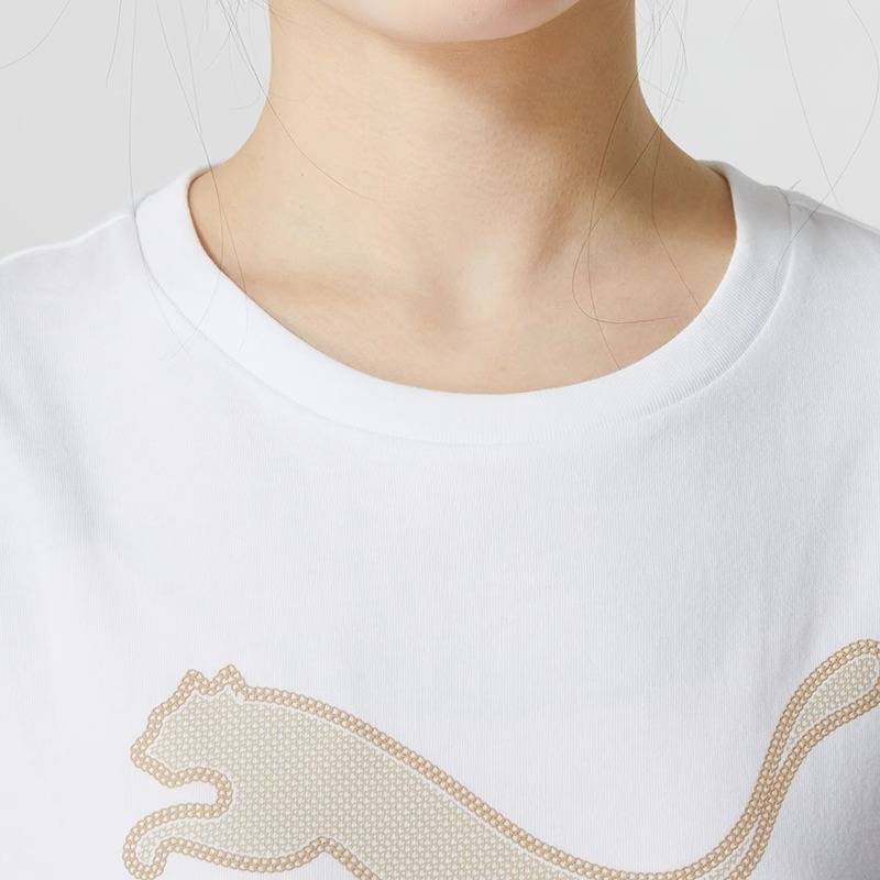 PUMA Puma Women's Sports T -shirt 2024 Summer New White Casual Server Short Short Sleeve 682164