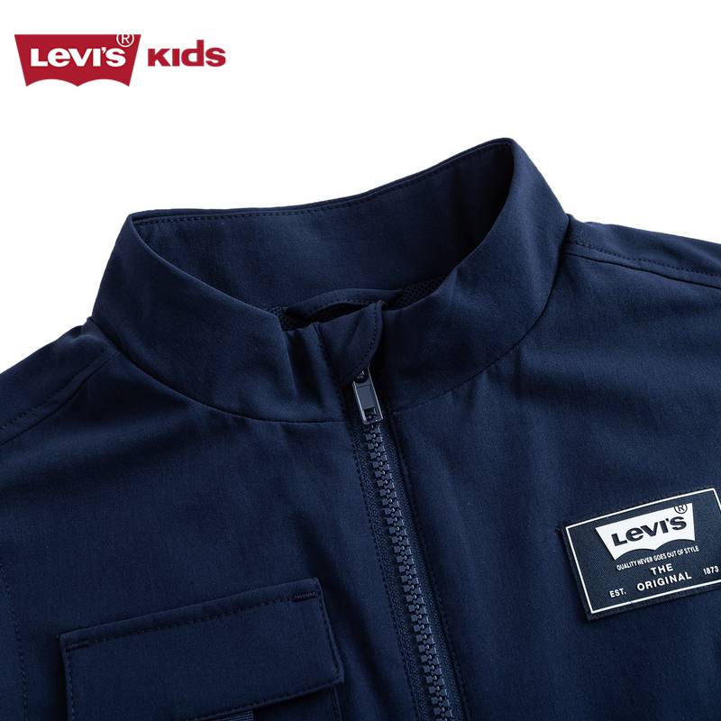 Levis Levis Children's Children's Following Fold Vest 2023 Autumn New Products Spring Multi -Pocket Sleeveless Top