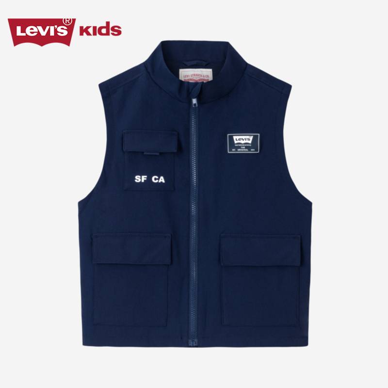 Levis Levis Children's Children's Following Fold Vest 2023 Autumn New Products Spring Multi -Pocket Sleeveless Top