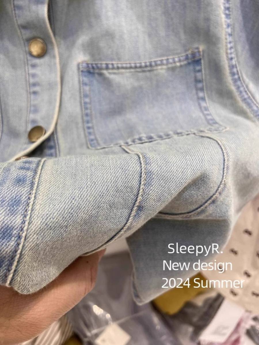 Retro small flying sleeve denim vest shirt jacket female summer thin French outer martial arts horses clip sleeveless top