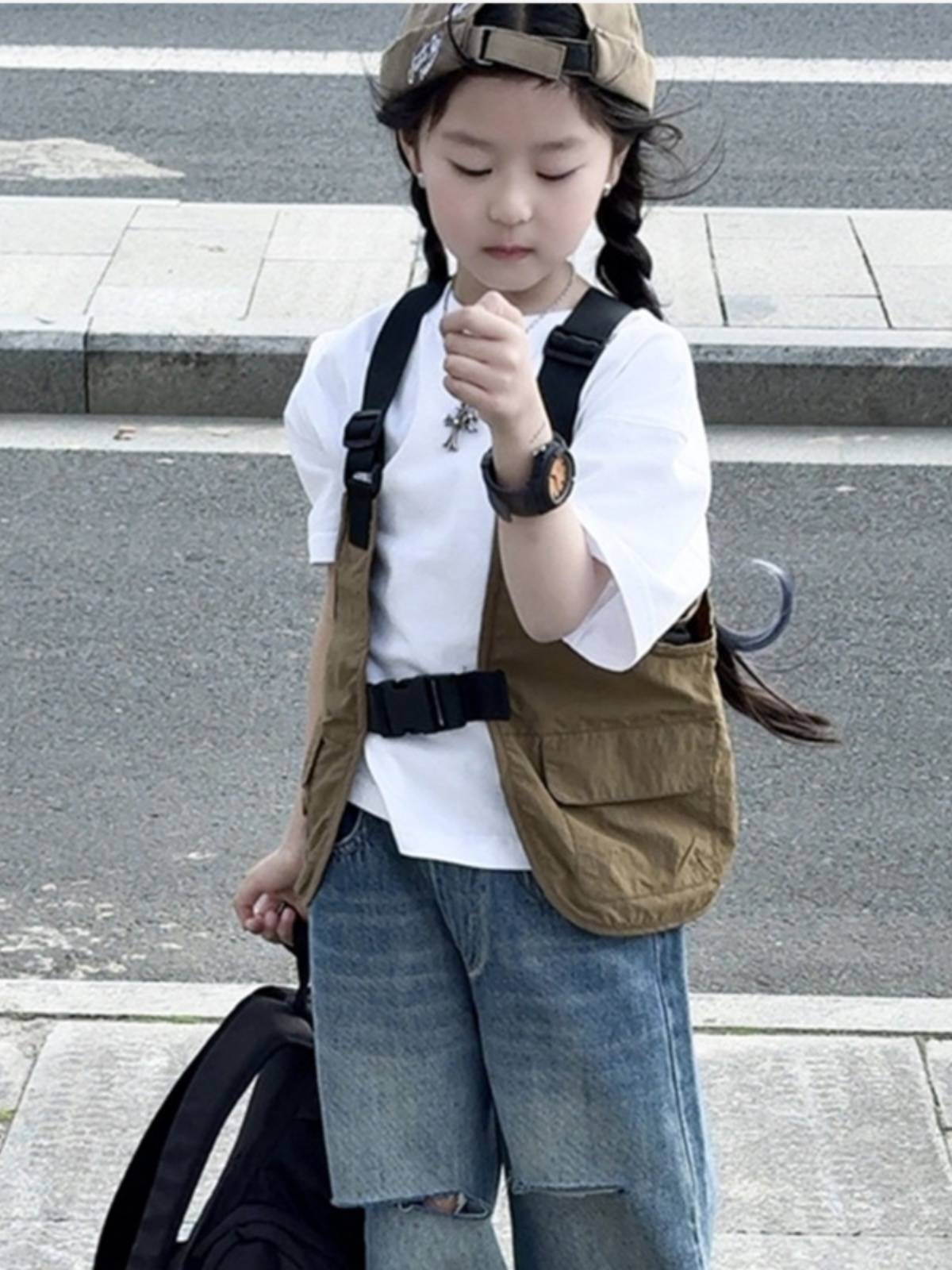 Children's Mountains Outdoor Vetener Functional Ownership Insty Summer New Children's Flexible Boy Girl Vest Jacket Jacket