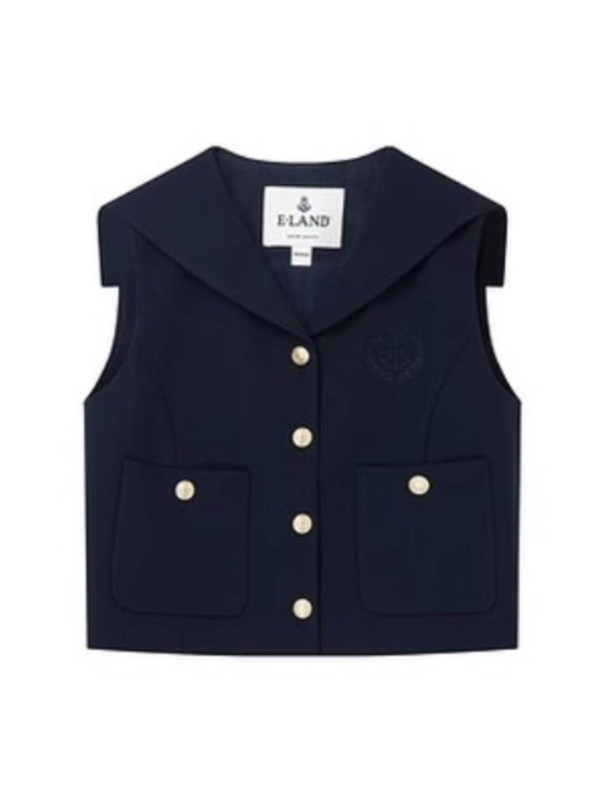 Attachment 2024 Summer new high -level high -level naval neutron collar short sleeveless vest female top EEVWE25Y01