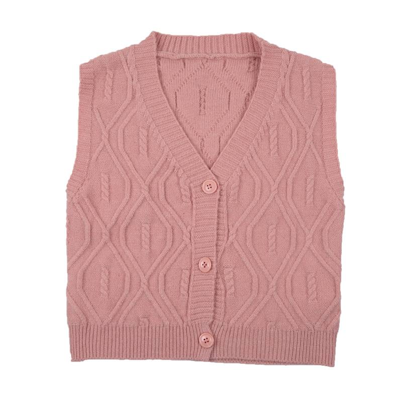 Girl knitted vest baby children's woolen shoulder, boys vest sweater, big children V -neck shirt