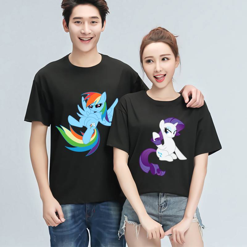 Pony Burli clothes Rainbow Xiaoma shorts Children's T -shirt Parent -Child Summer New Men and Women Couple Short Sleeve