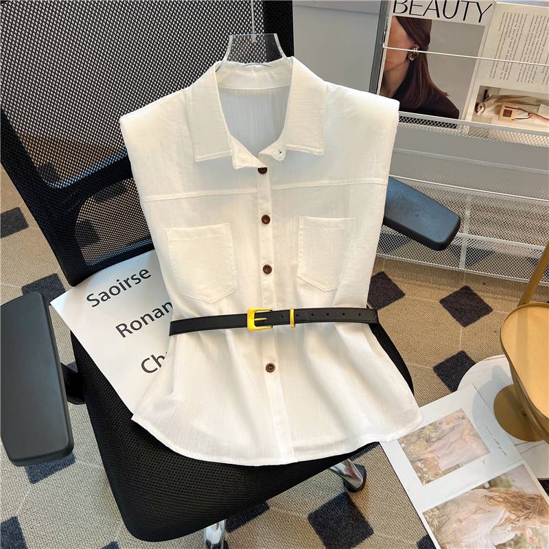 Port wind retro cotton linen vest vest female summer temperament padding belt waist wicked qi and versatile sleeveless top