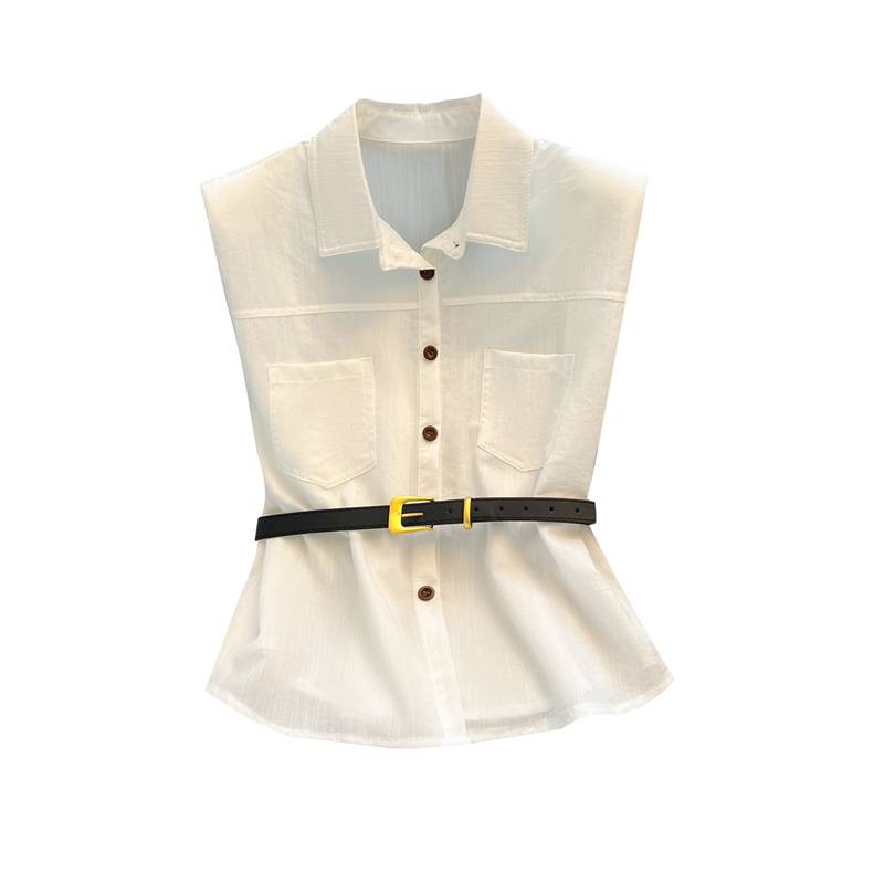 Port wind retro cotton linen vest vest female summer temperament padding belt waist wicked qi and versatile sleeveless top