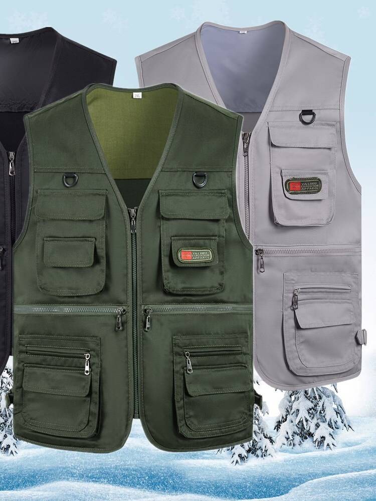 Spring and Summer Thin Web Vested Mountaineering Mountaineering Large Slim Multi -Pocket Function outside wearing male photography fishing vests shoulders