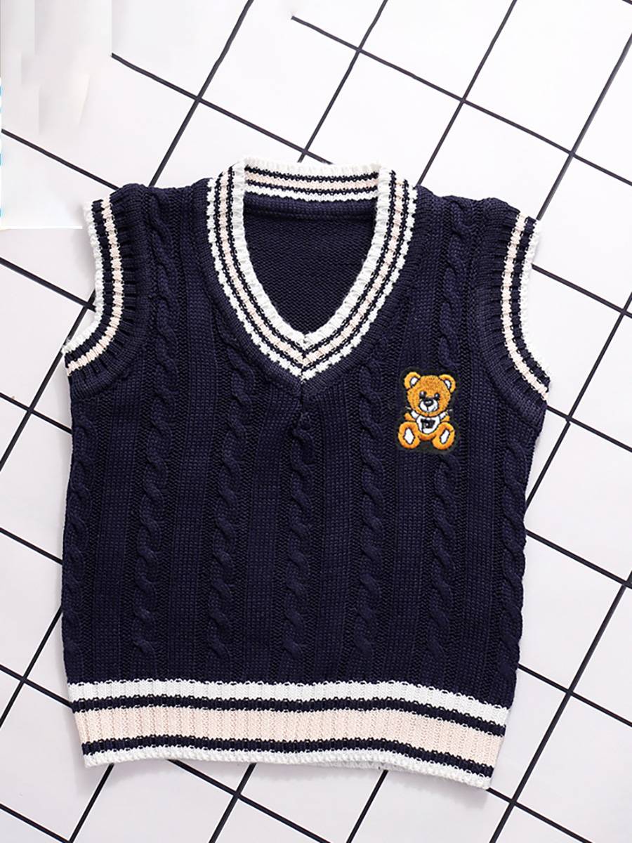 Boy baby knit sweater vest 2024 new spring and autumn thin children Korean version of foreign gas wool clothes small vest