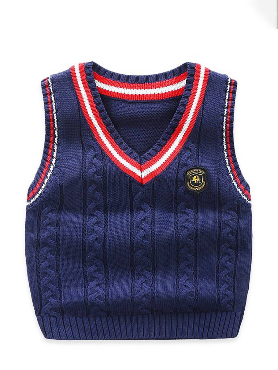 Boy baby knit sweater vest 2024 new spring and autumn thin children Korean version of foreign gas wool clothes small vest