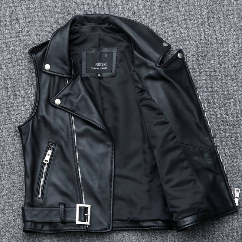 Clearance leakage special leather leather clothing female sheep leather slim short lapel -free sleeveless vest vest, shoulders