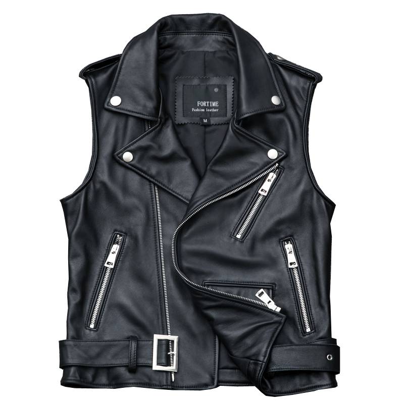 Clearance leakage special leather leather clothing female sheep leather slim short lapel -free sleeveless vest vest, shoulders