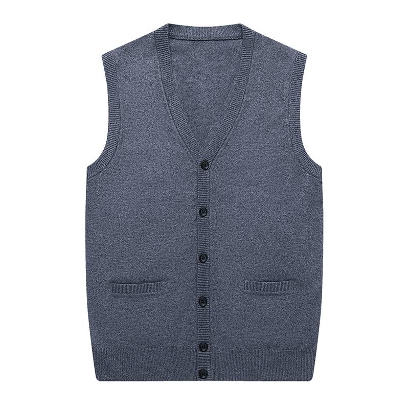 Woodpecker pure wool sweater men's knitted vest vest vests autumn and winter V -neck casual pure color sweater rhone horse clip