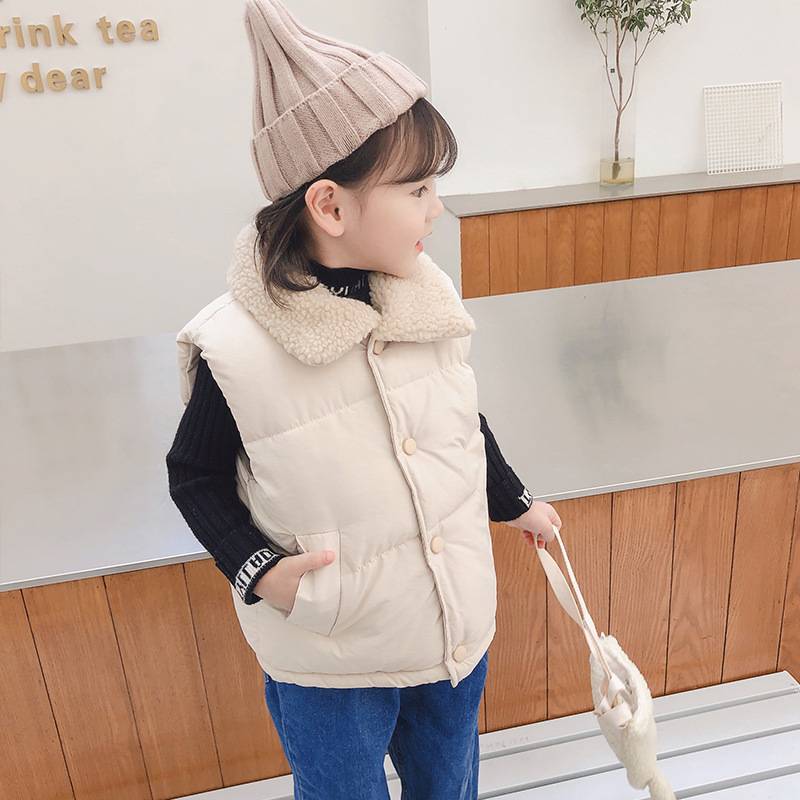 British NEXT Children's Winter down cotton vest lambsamine Korean version baby girl boys boys plus velvet thickened vest