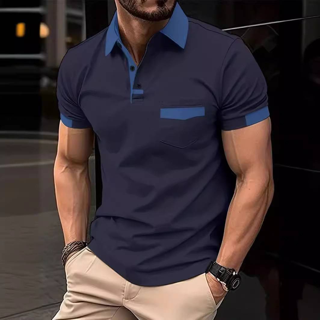Europe and the United States 2024 men's color pocket POLO shirt sports horseball shirt Men T-Shirt Summer