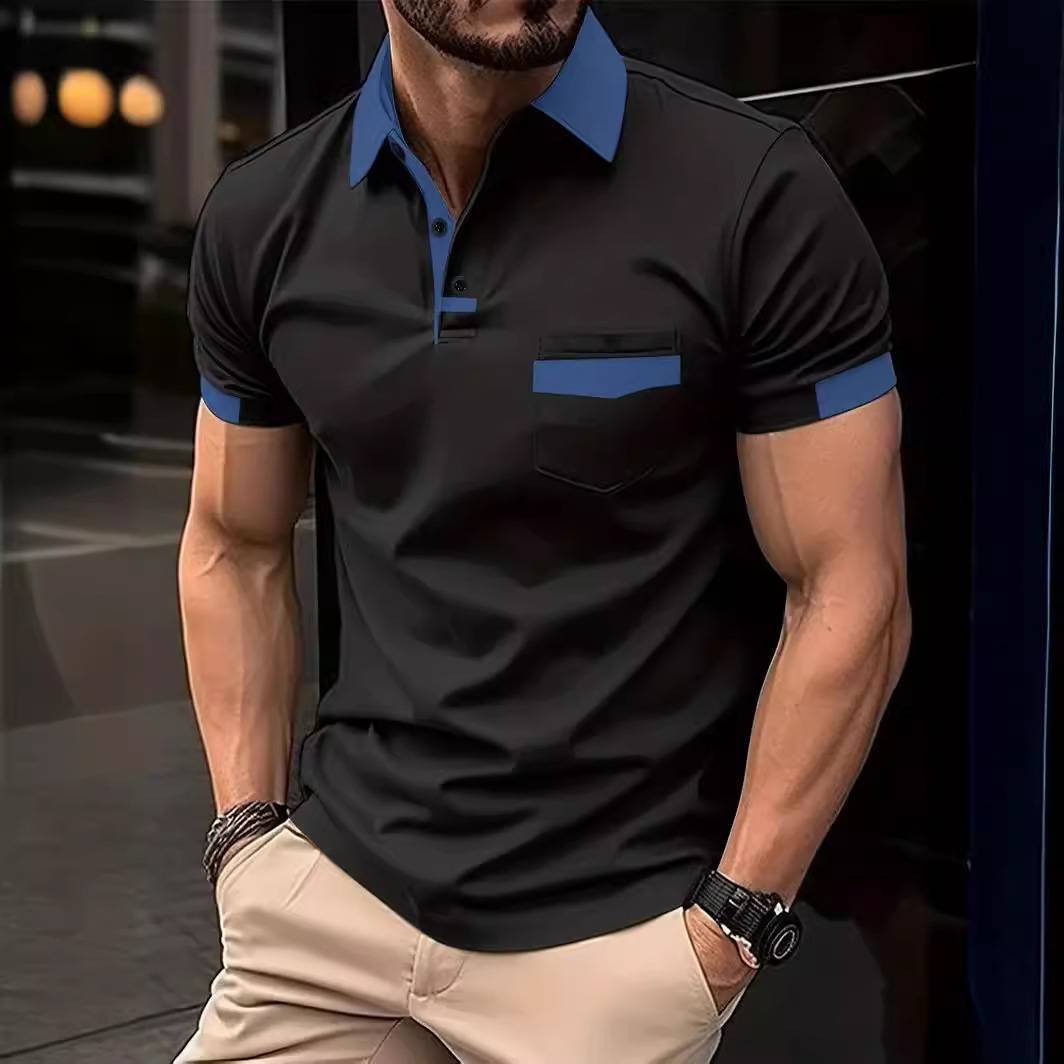 Europe and the United States 2024 men's color pocket POLO shirt sports horseball shirt Men T-Shirt Summer