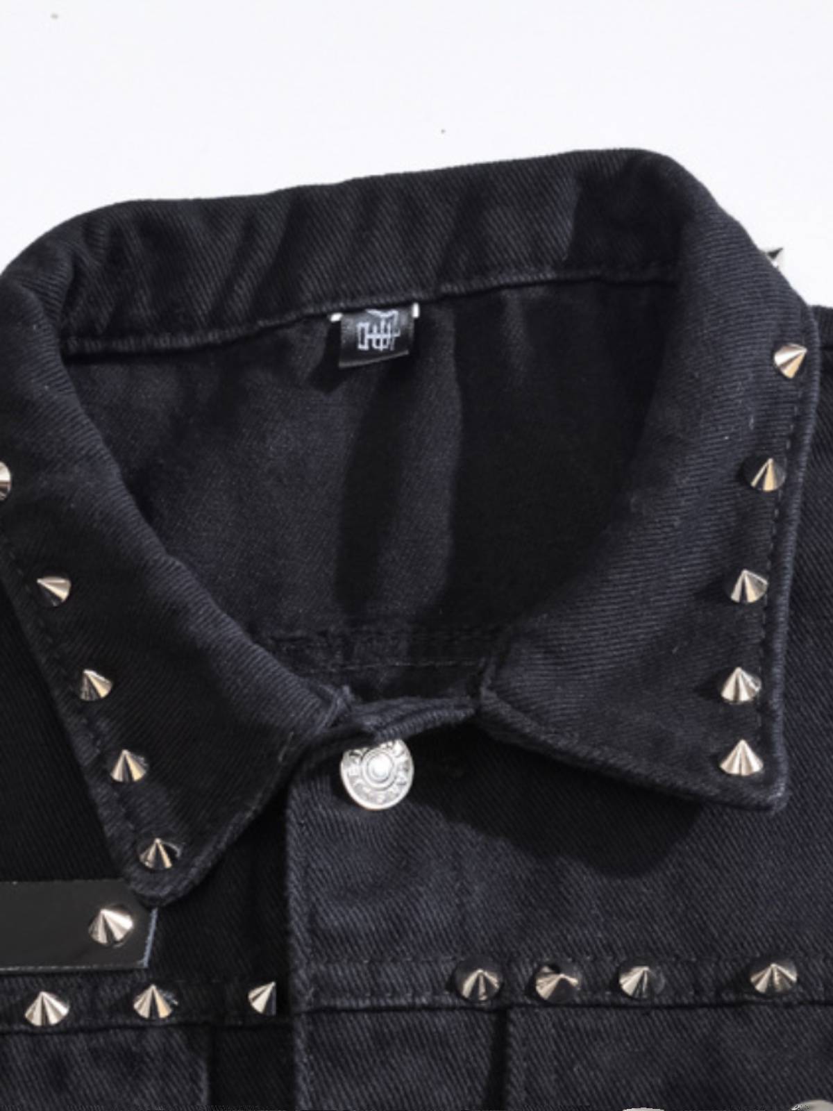 European and American motorcycle rivet men's denim vest punk stage casual jacket sleeveless shoulder shoulder jacket large size summer