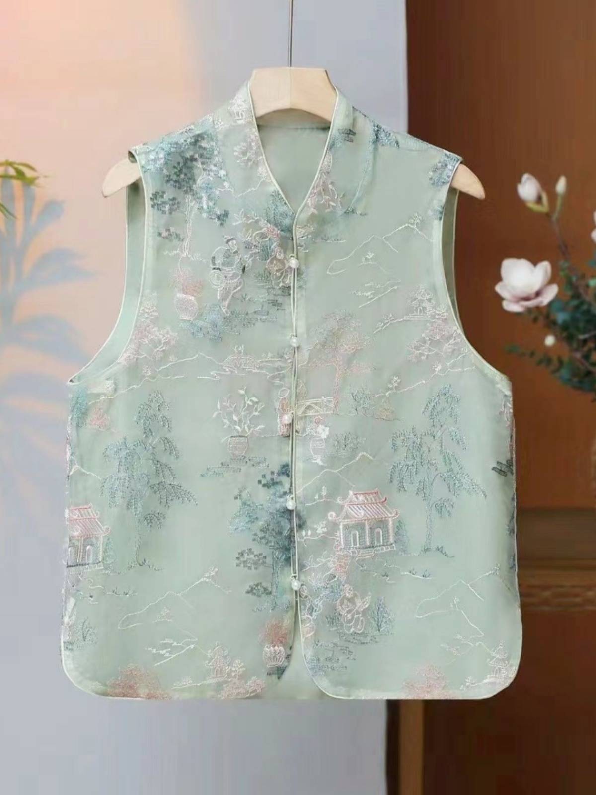 Qingcang leaks the Chinese national style and vest, the new style of fashion, the new fashion qi top coat,