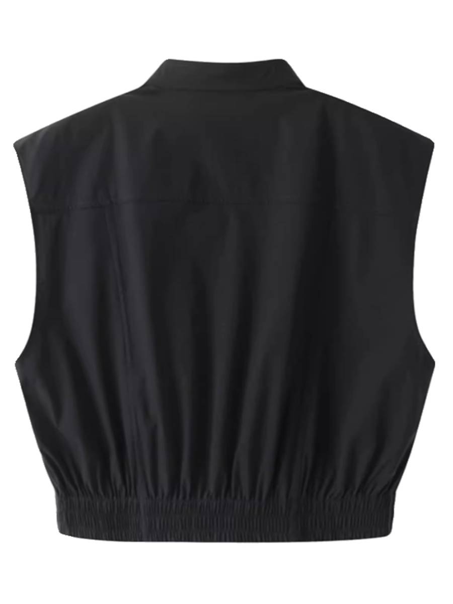 Ainose Genuine 2024 Summer Sleeveless Vests Black Short Zipping Ladder Fairy Girls 40431024