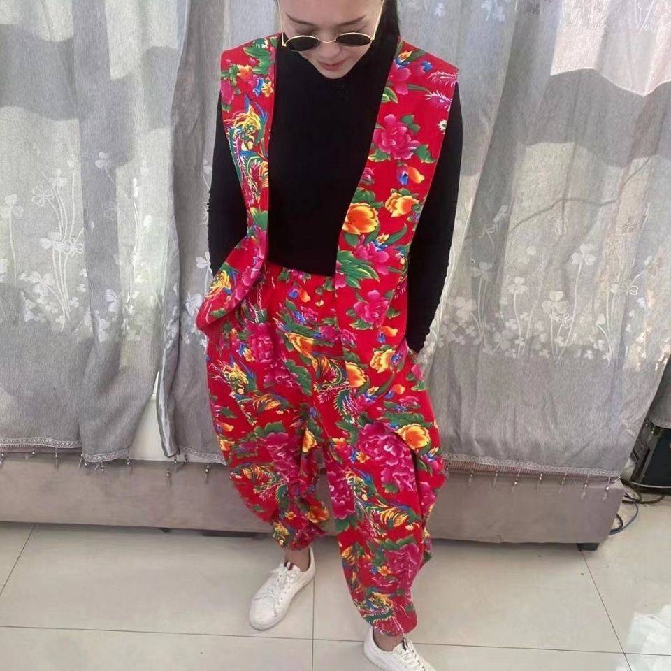 Buy steaming steamed dance Northeast Dahua cloth clothes Yangge clothing waist drum performance service Douyin net red new vest