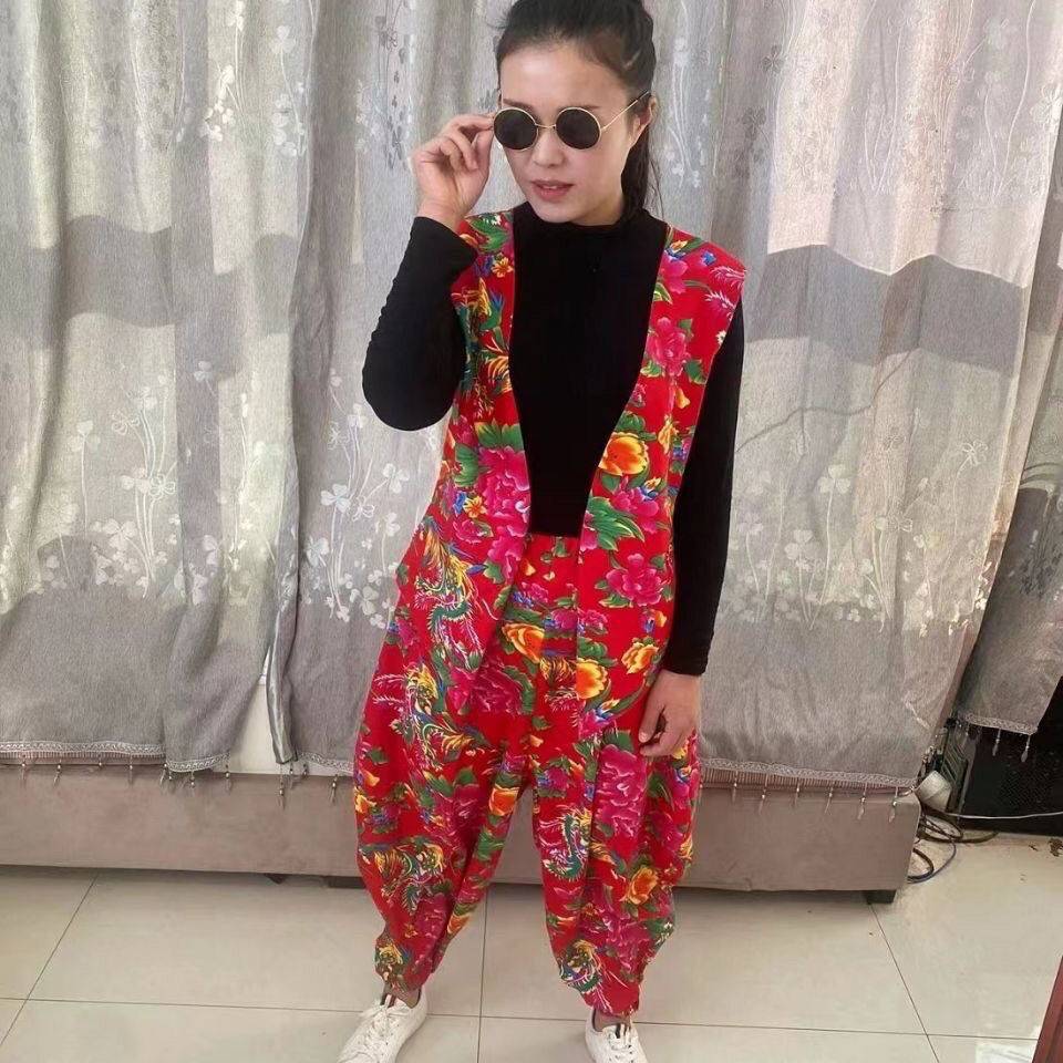 Buy steaming steamed dance Northeast Dahua cloth clothes Yangge clothing waist drum performance service Douyin net red new vest