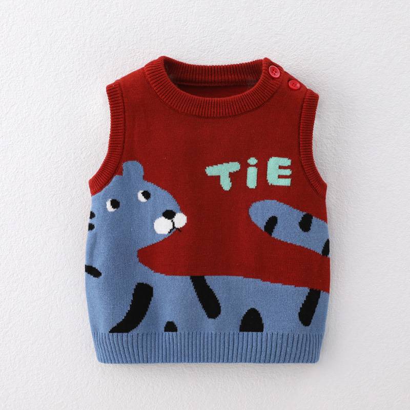 Autumn and winter new infant sweater vest male babies pure cotton round neck sweater, vest, baby woolen jacket