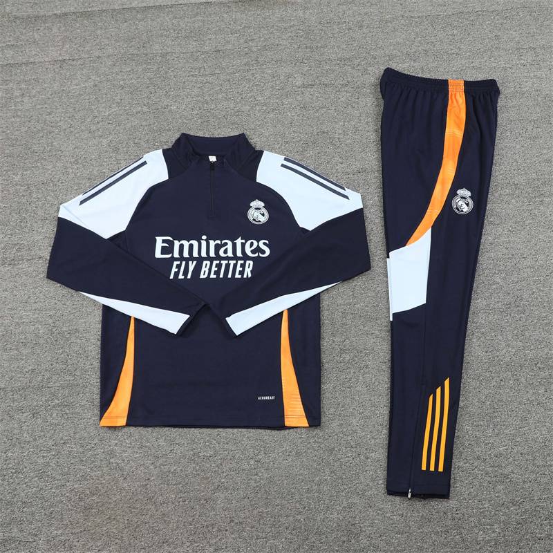 Real Madrid long -sleeved training suit Belinham short -sleeved jersey vest football semi -zipper adult children's sweater set