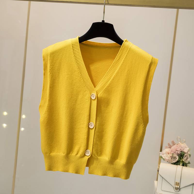 V -neck Japanese college style knit vest vest cardigan women wearing autumn new loose sleeveless sweater clip