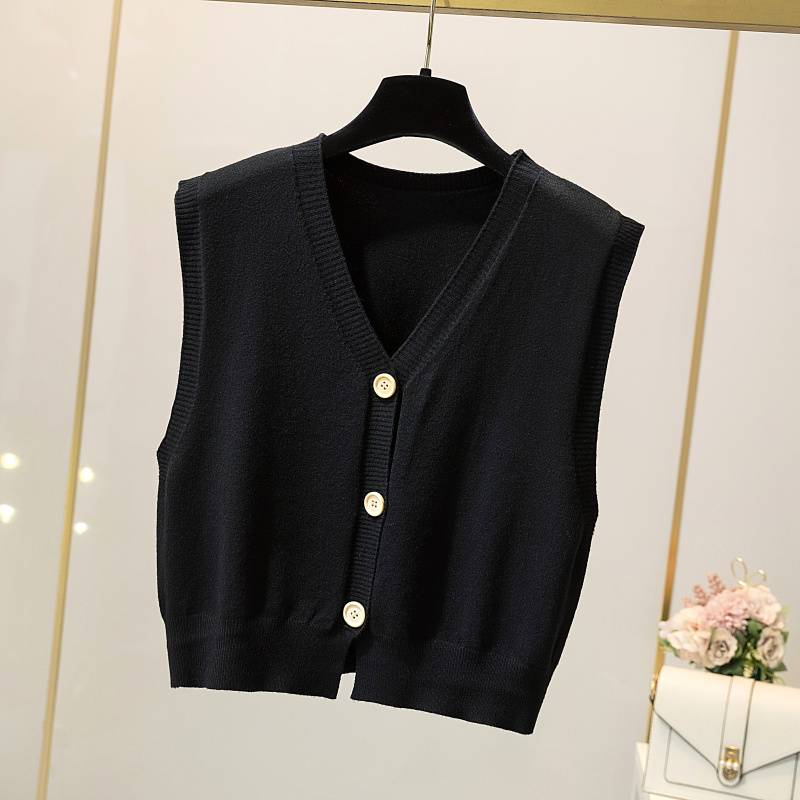 V -neck Japanese college style knit vest vest cardigan women wearing autumn new loose sleeveless sweater clip