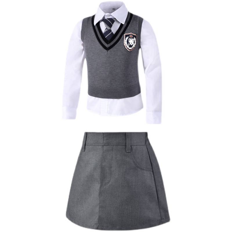 Children's sweater knit vest school Fengchun Autumn, baby V -neck horse armored boys and girls school uniform jackets