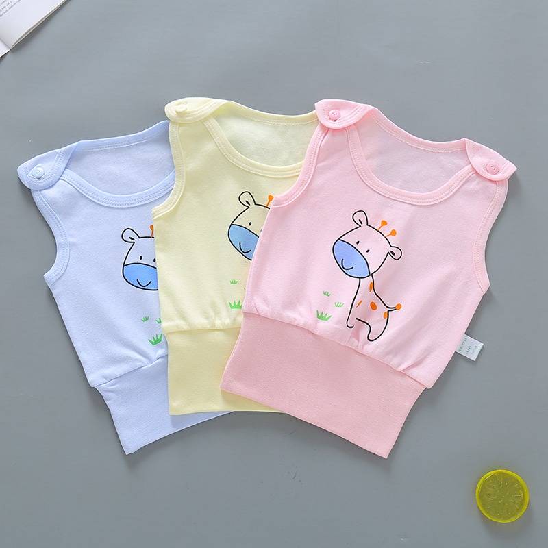 Baby belly to protect the vest, pure cotton, male and female baby sleeps, prevent cool spring and autumn, four seasons of vest, small, shoulder, shoulder base clothes