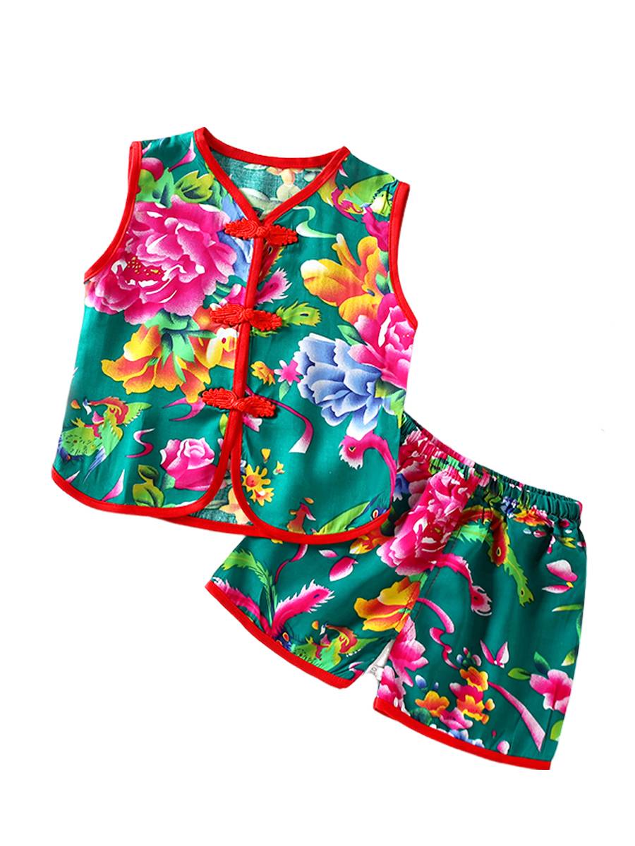Northeast Dahua baby service boys in summer, artificial cotton baby children's cotton and silk pajamas vest, thin baby
