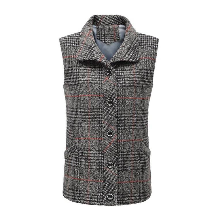 Mom woolen vest, old mother home aunt, aunt, shoulder, middle -aged and elderly women women's clothing spring and autumn grid horses wearing short models outside