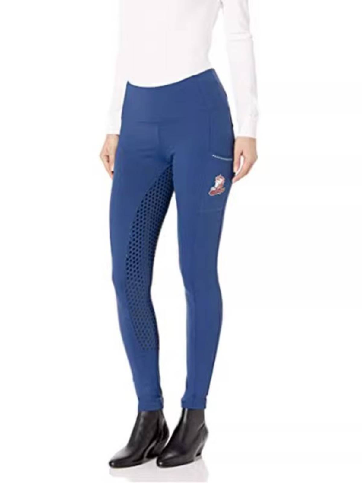 Women's riding pants tight -fitting break -up special offer fast -drying elasticity mid -waist full silicone blue equestrian clothing