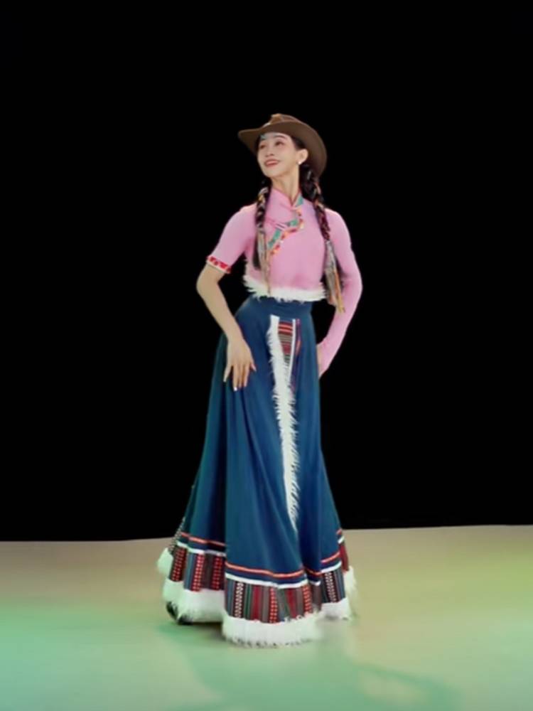 Xiahui Tibetan dance dance dances of the same hat ethnic dancers dance felt hat round top western denim hat jazz